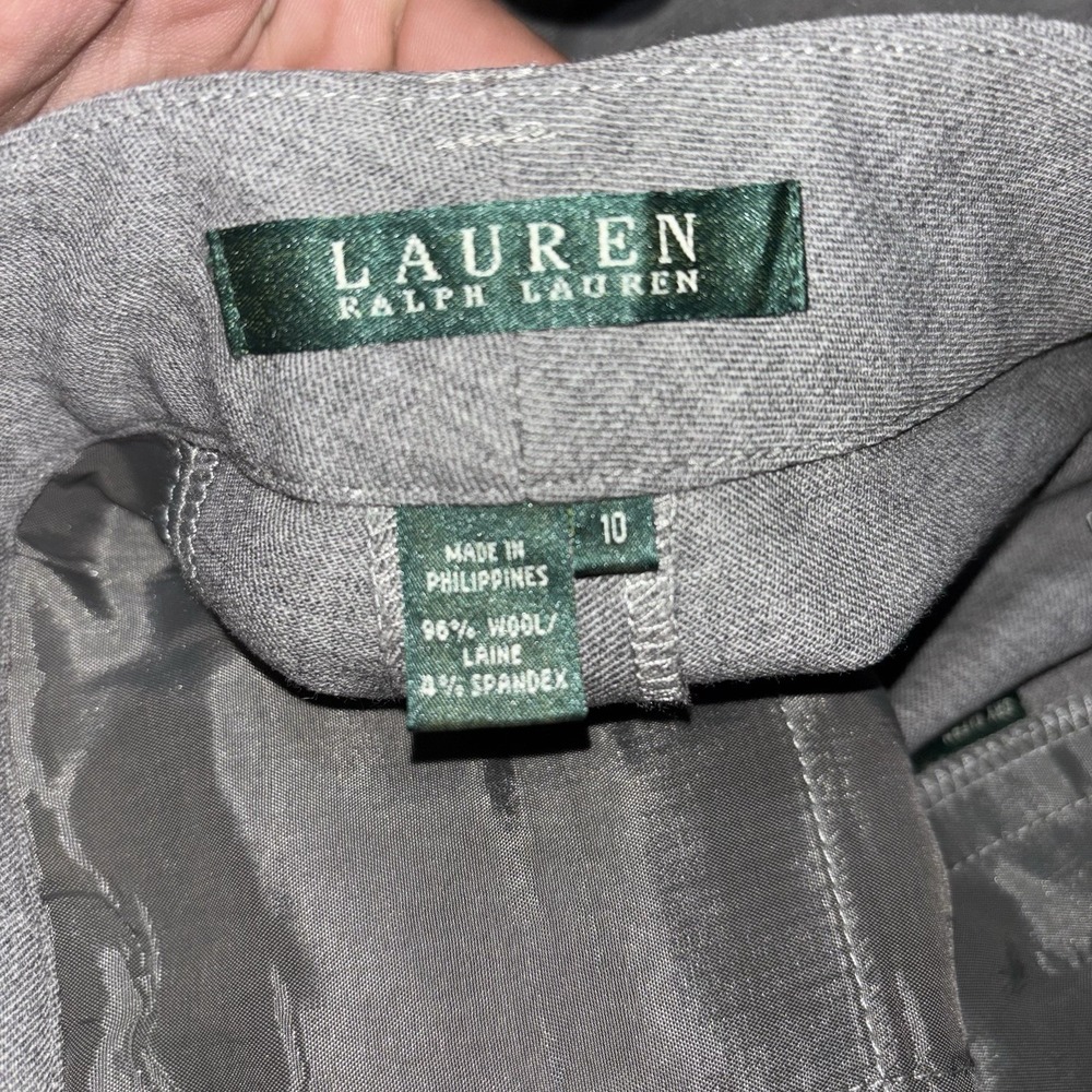NWT Lauren Ralph Lauren Wool Blend Stretch Trouser Pants Gray Sz 10 Straight Leg - Picture 3 of 5